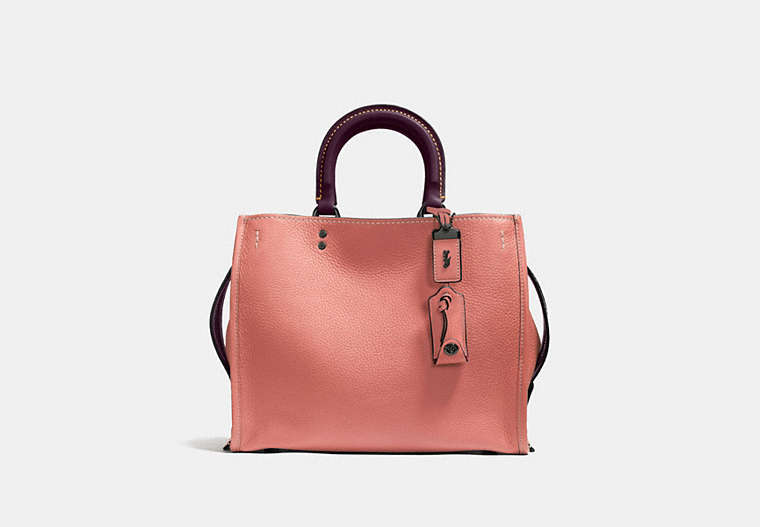 COACH®,ROGUE BAG,Pebbled Leather,Large,Black Copper/Melon,Front View