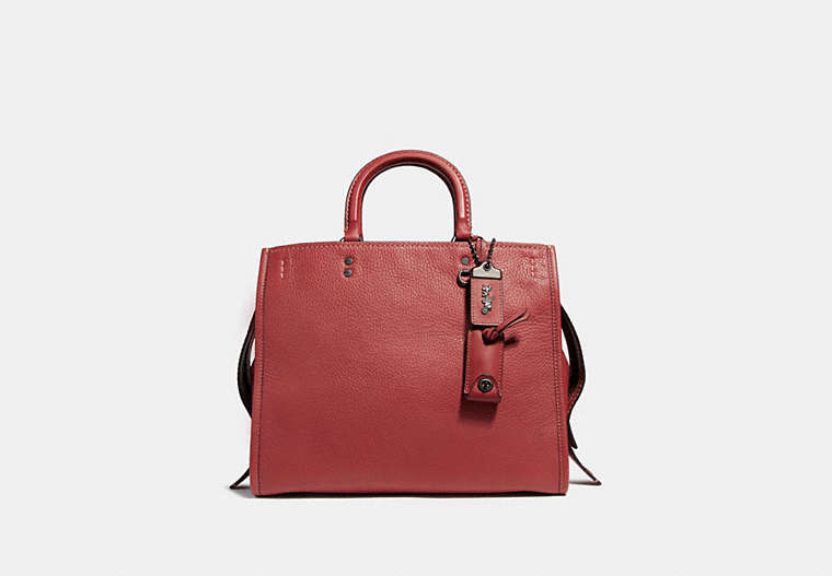 COACH®,ROGUE BAG,Pebbled Leather,Large,Black Copper/Washed Red,Front View