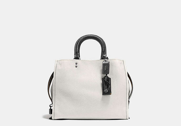 COACH®,ROGUE BAG,Pebbled Leather,Large,Chalk/Dark Gunmetal,Front View