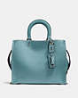 COACH®,ROGUE BAG,Pebbled Leather,Large,Steel Blue/Light Antique Nickel,Front View