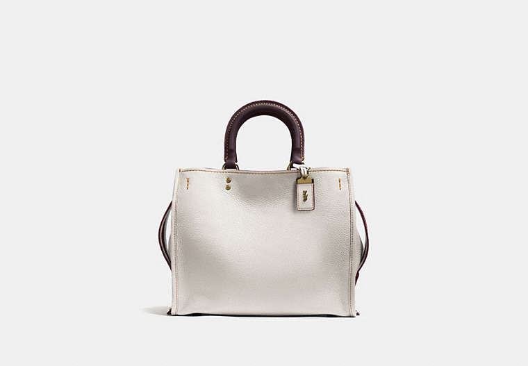 COACH®,ROGUE,Pebbled Leather,Large,Brass/Chalk,Front View