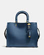 COACH®,ROGUE BAG,Pebbled Leather,Large,Brass/Dark Denim,Front View