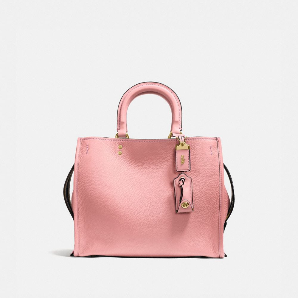 COACH®,ROGUE BAG,Pebbled Leather,Large,Peony/Brass,Front View