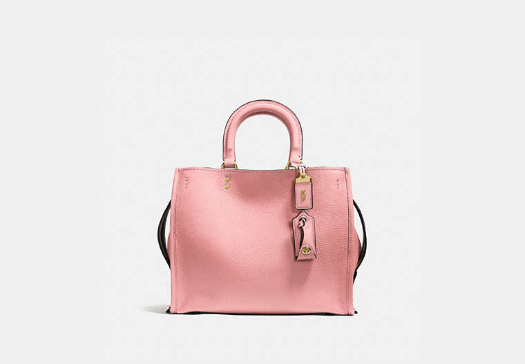 COACH®,ROGUE BAG,Pebbled Leather,Large,Peony/Brass,Front View