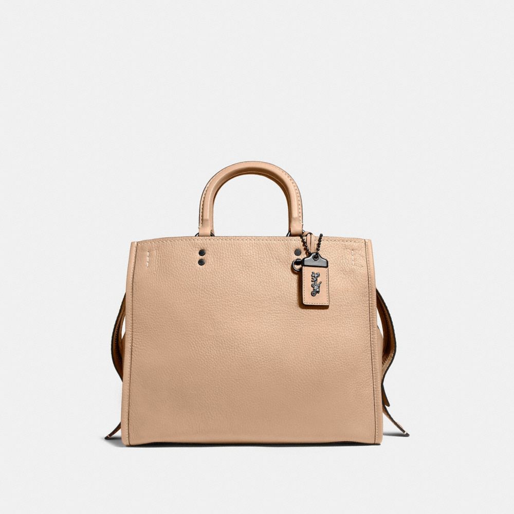 COACH®,ROGUE BAG,Pebbled Leather,Large,Nude Pink/Pewter,Front View