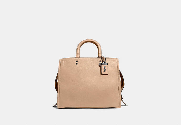 COACH®,ROGUE BAG,Pebbled Leather,Large,Nude Pink/Pewter,Front View