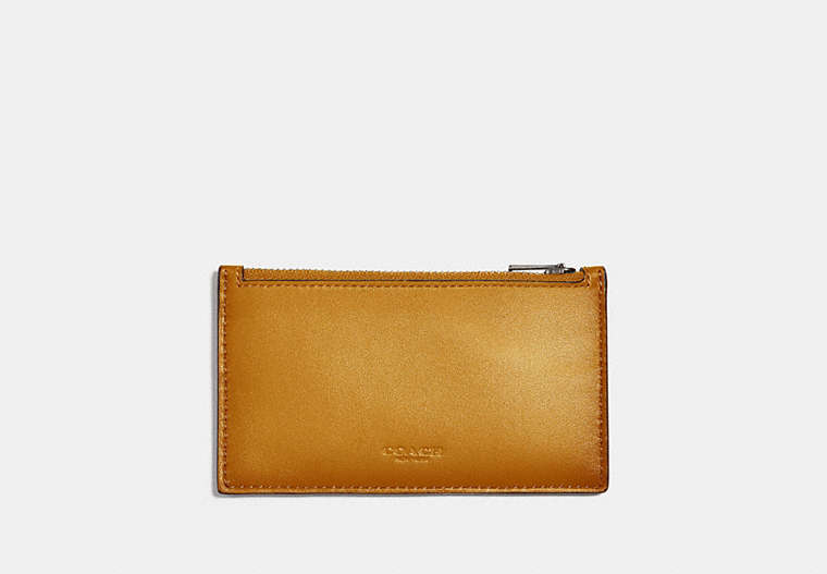 COACH®,ZIP CARD CASE,Leather,AMBER,Front View