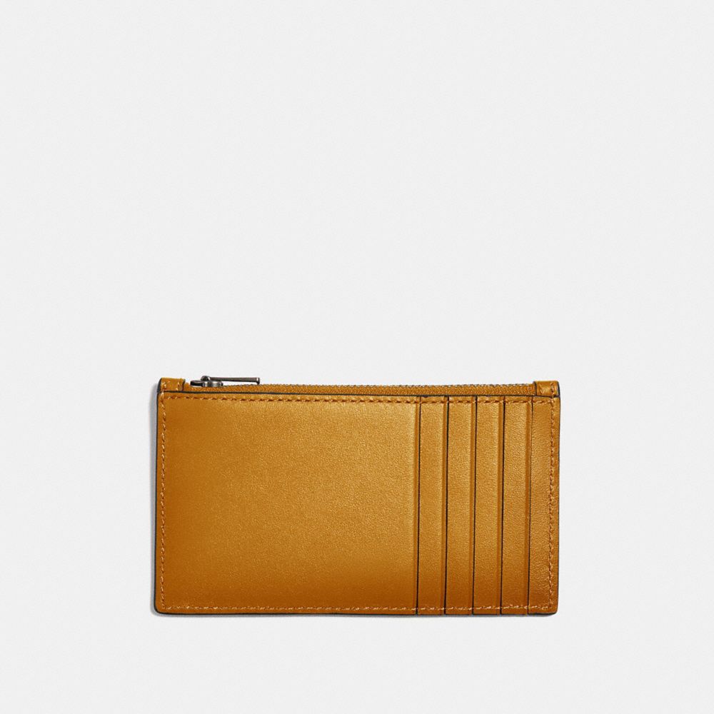 COACH®,ZIP CARD CASE,Leather,AMBER,Back View