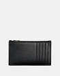 COACH®,ZIP CARD CASE,Leather,Black,Back View