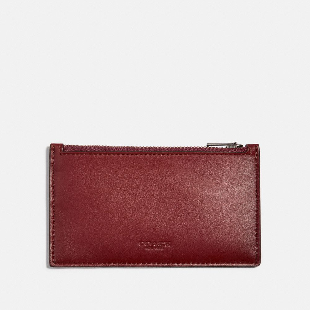 COACH®,ZIP CARD CASE,Leather,RED CURRANT,Front View image number 0