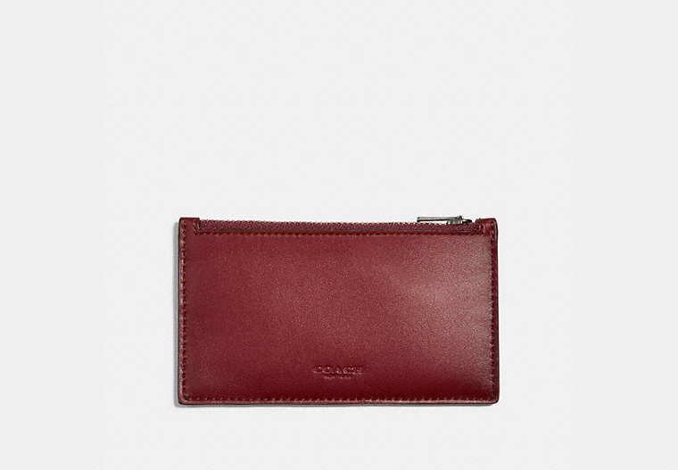 COACH®,ZIP CARD CASE,Leather,RED CURRANT,Front View