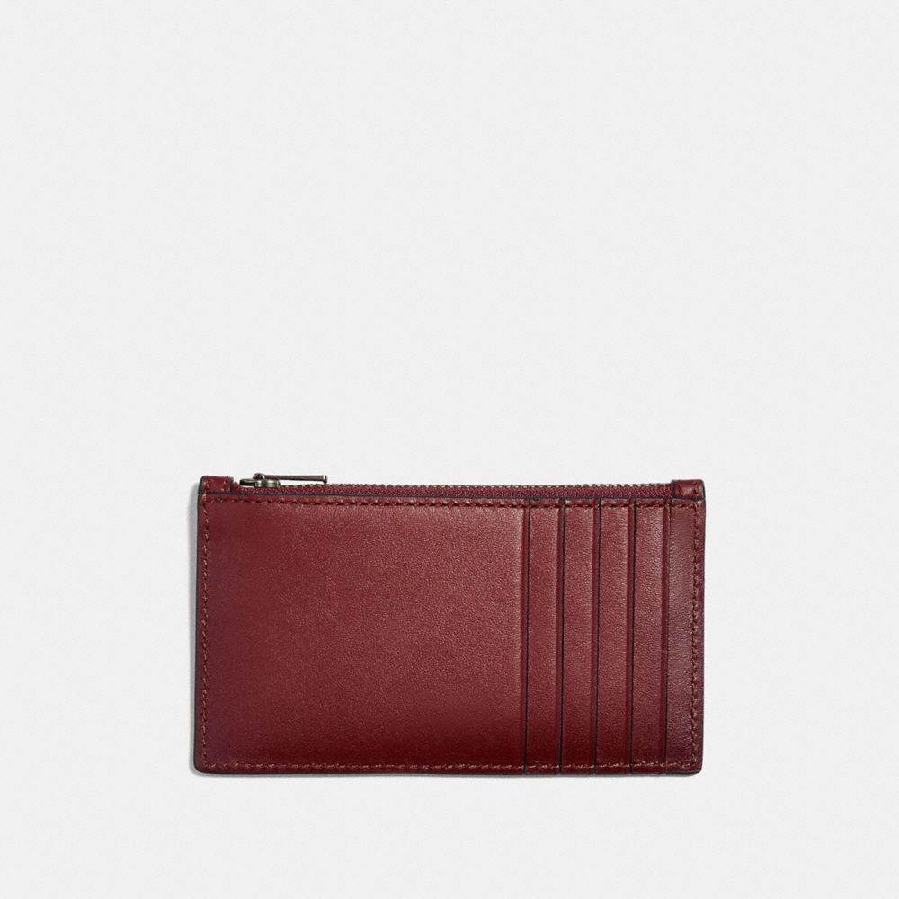COACH®,ZIP CARD CASE,Leather,RED CURRANT,Back View