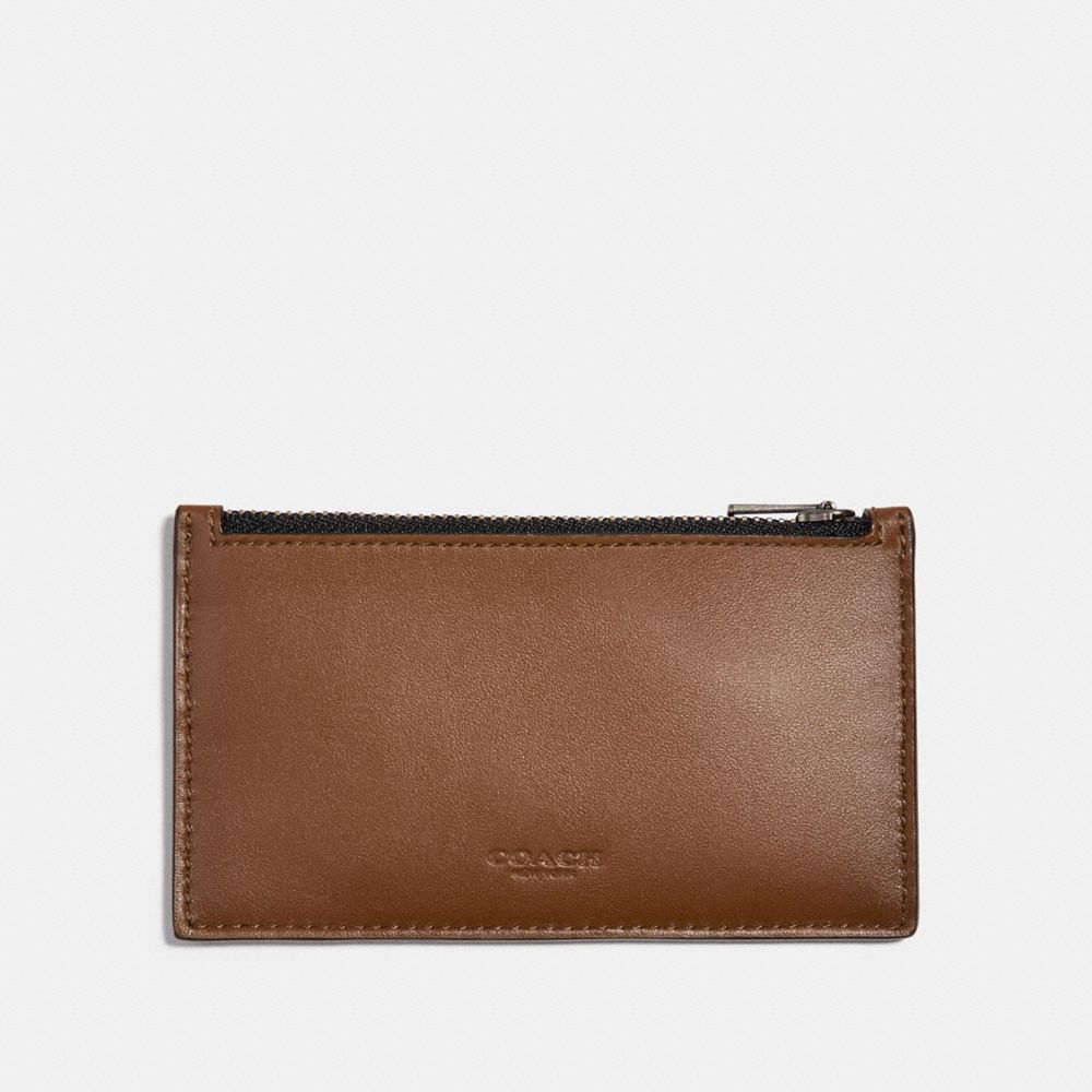 COACH®,ZIP CARD CASE,Leather,Saddle,Front View