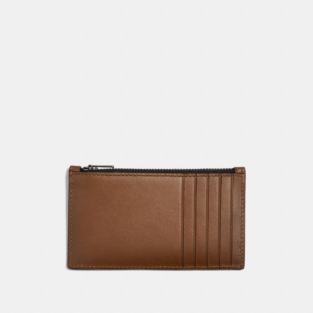 COACH®,ZIP CARD CASE,Leather,Saddle,Back View