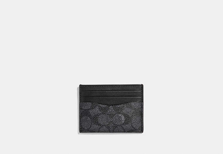 COACH®,CARD CASE IN SIGNATURE CANVAS,Coated Canvas,Charcoal,Front View