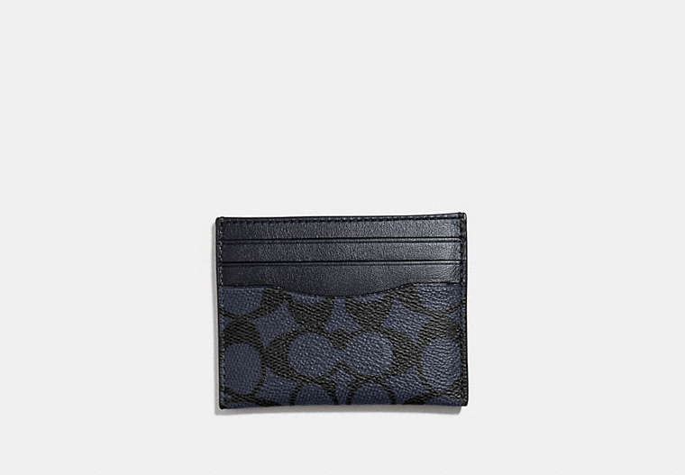 COACH®,CARD CASE IN SIGNATURE CANVAS,Coated Canvas,Midnight,Front View