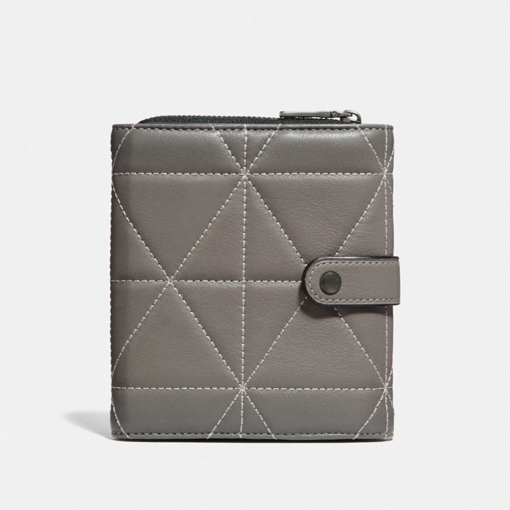 COACH®,CORD ORGANIZER WITH QUILTING,Mini,Heather Grey/Black,Front View