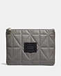 COACH®,LARGE MULTIFUNCTIONAL POUCH WITH QUILTING,Leather,Heather Grey/Black,Front View