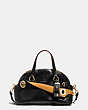 COACH®,OUTLAW SATCHEL 36 IN POLISHED GRAIN LEATHER,Leather,Large,Brass/Black,Front View