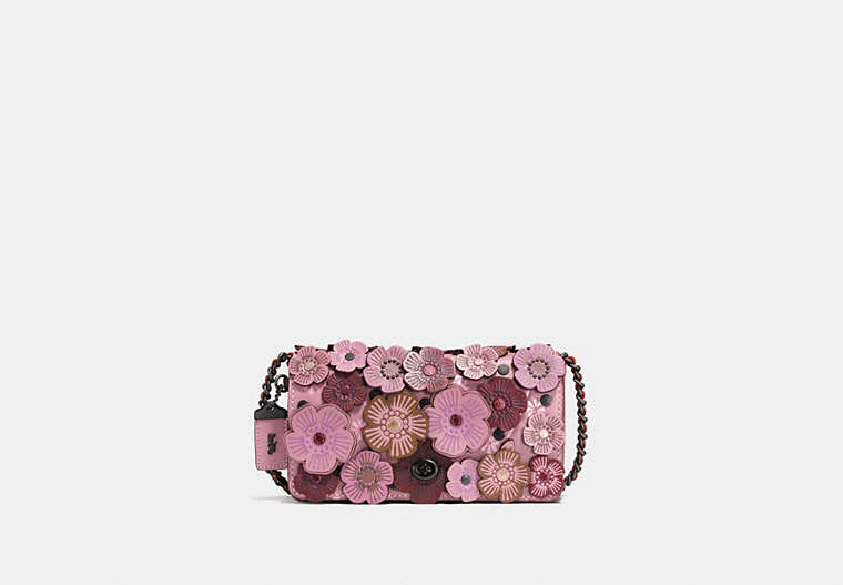 COACH®,DINKY WITH TEA ROSE,Leather,Small,Black Copper/Dusty Rose,Front View