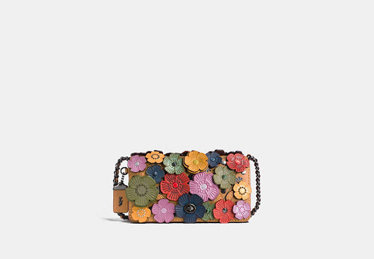 COACH®,DINKY WITH TEA ROSE,Leather,Small,Black Copper/Rainbow,Front View