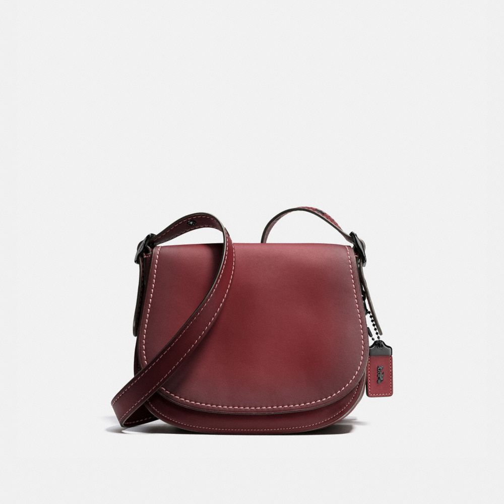 COACH®,SADDLE 23,Haircalf,Black Copper/Bordeaux,Front View