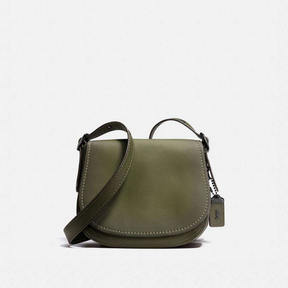 COACH®,SADDLE 23,Haircalf,Pewter/Olive,Front View