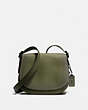 COACH®,SADDLE BAG 23 IN BURNISHED GLOVETANNED LEATHER,Haircalf,étain/Olive,Front View