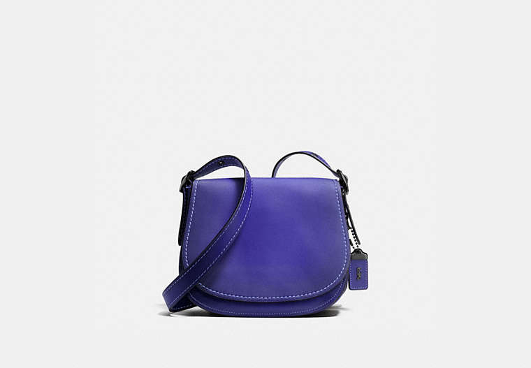 COACH®,SADDLE 23,Haircalf,Pewter/Purple,Front View