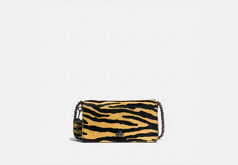 COACH®,DINKY,Haircalf,Small,DK/TIGER ORANGE/BLACK,Front View