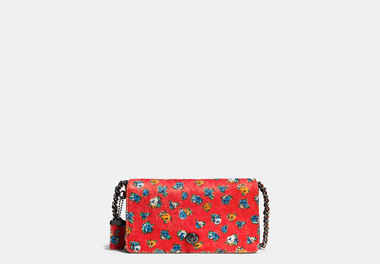 COACH®,DINKY,Haircalf,Small,Gunmetal/TEA ROSE RED,Front View