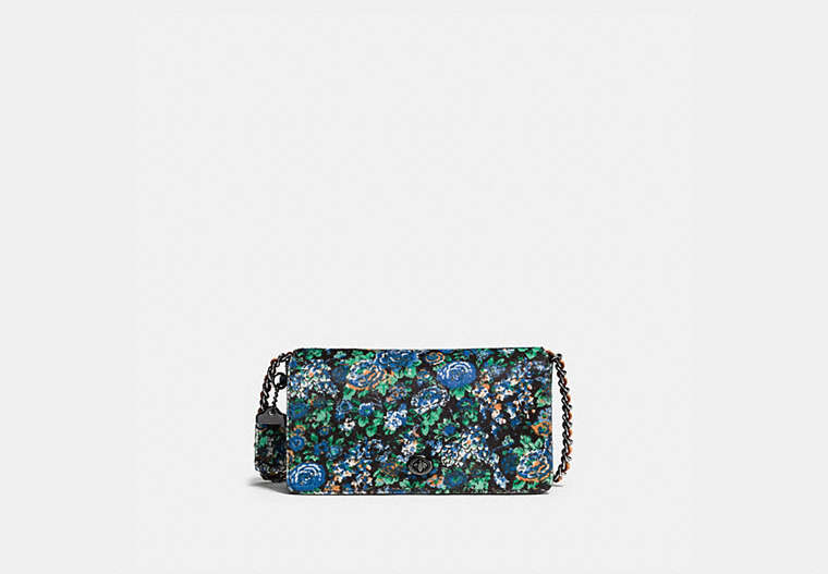 COACH®,DINKY,Haircalf,Small,DK/WILD MEADOW BLK/BLUE,Front View