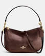 COACH®,CHELSEA CROSSBODY IN POLISHED PEBBLE LEATHER,Leather,Medium,Light Gold/Bronze,Front View