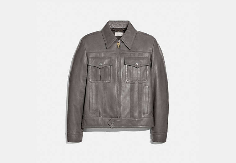 COACH®,LEATHER BLOUSON,Leather,Hunter Green,Front View image number 0