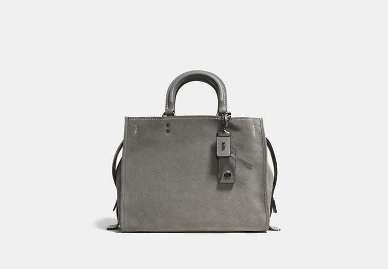 COACH®,ROGUE,Suede,Large,Black Copper/Heather Grey,Front View