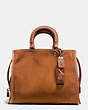 COACH®,ROGUE,Suede,Large,Gunmetal/1941 Saddle,Front View