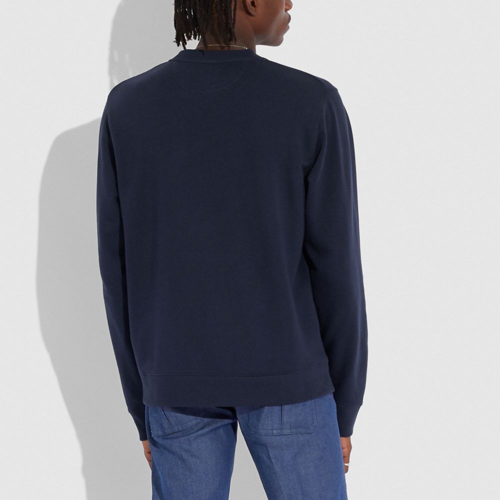 COACH®,SIGNATURE ESSENTIAL SWEATSHIRT,cotton,NAVY/CHAMBRAY,Scale View