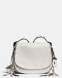 COACH®,SADDLE BAG 23 IN WHIPLASH LEATHER,Leather,Small,Chalk/Dark Gunmetal,Front View