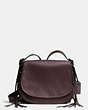 COACH®,SADDLE BAG 23 IN WHIPLASH LEATHER,Leather,Small,Dark Gunmetal/Oxblood,Front View