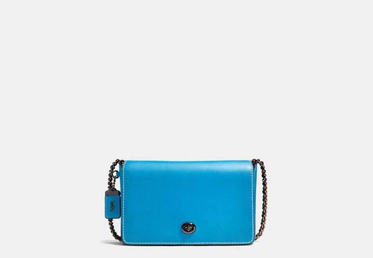 COACH®,DINKY 24,Leather,Small,Pewter/Azure,Front View