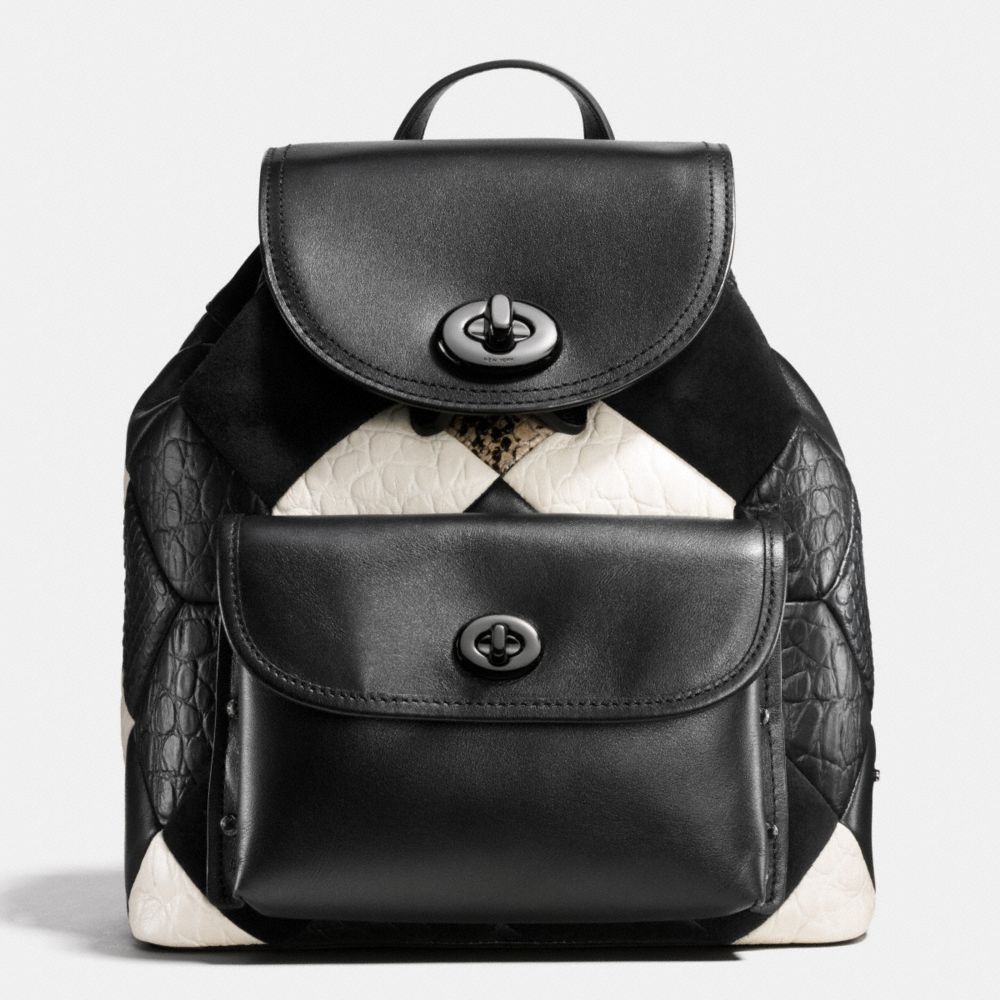 Canyon Quilt Mini Turnlock Rucksack In Exotic Embossed Leather