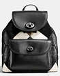 COACH®,CANYON QUILT MINI TURNLOCK RUCKSACK IN EXOTIC EMBOSSED LEATHER,Leather,Medium,Black/Chalk/Dark Gunmetal,Front View
