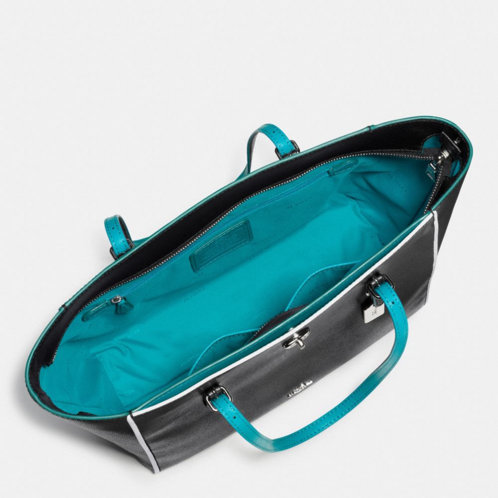 COACH®,Cuir,Argent/Noir Tricolore,Inside View,Top View