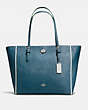 COACH®,TURNLOCK TOTE,Leather,Large,Silver/Mineral Multi,Front View