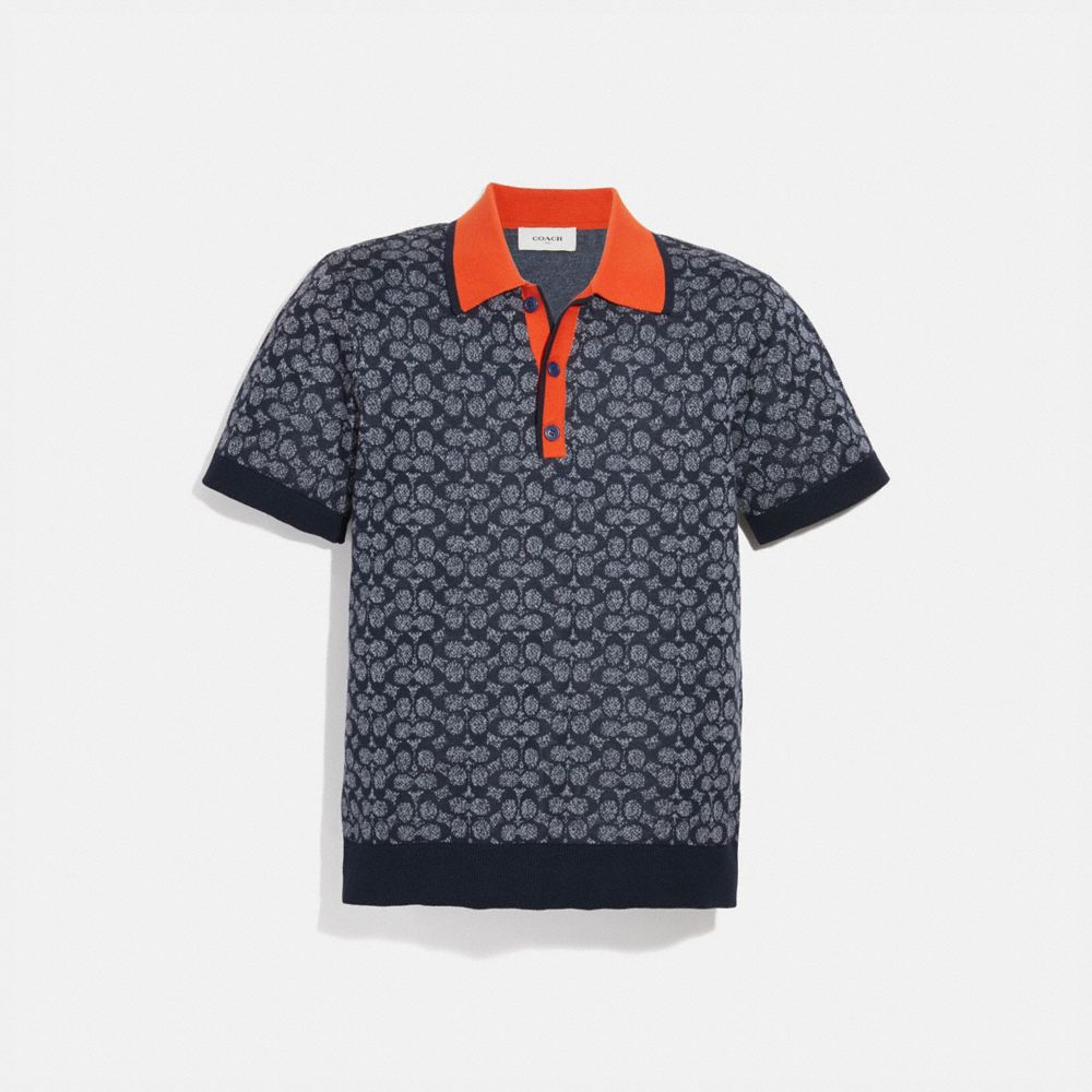 COACH®,Signature Knit Polo,,Front View