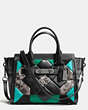 COACH®,CANYON QUILT COACH SWAGGER 27 IN EXOTIC EMBOSSED LEATHER,Other Leather,Large,DK/BLACK/TURQUOISE MULTI,Front View