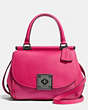 COACH®,DRIFTER TOP HANDLE,Leather,Gunmetal/Cerise,Front View