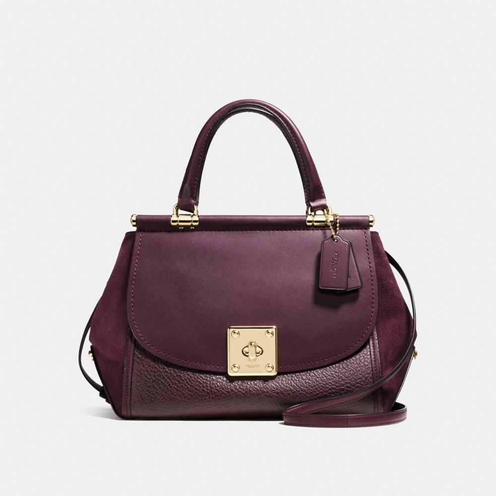 COACH®,DRIFTER CARRYALL,Leather,Large,Light Gold/Oxblood,Front View image number 0