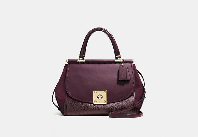 COACH®,DRIFTER CARRYALL,Leather,Large,Light Gold/Oxblood,Front View