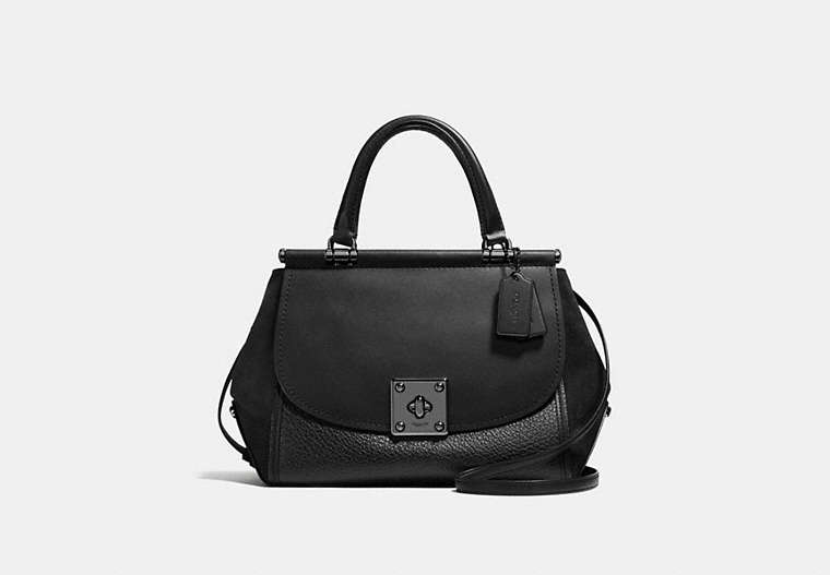 COACH®,DRIFTER CARRYALL,Leather,Large,Matte Black/Black,Front View